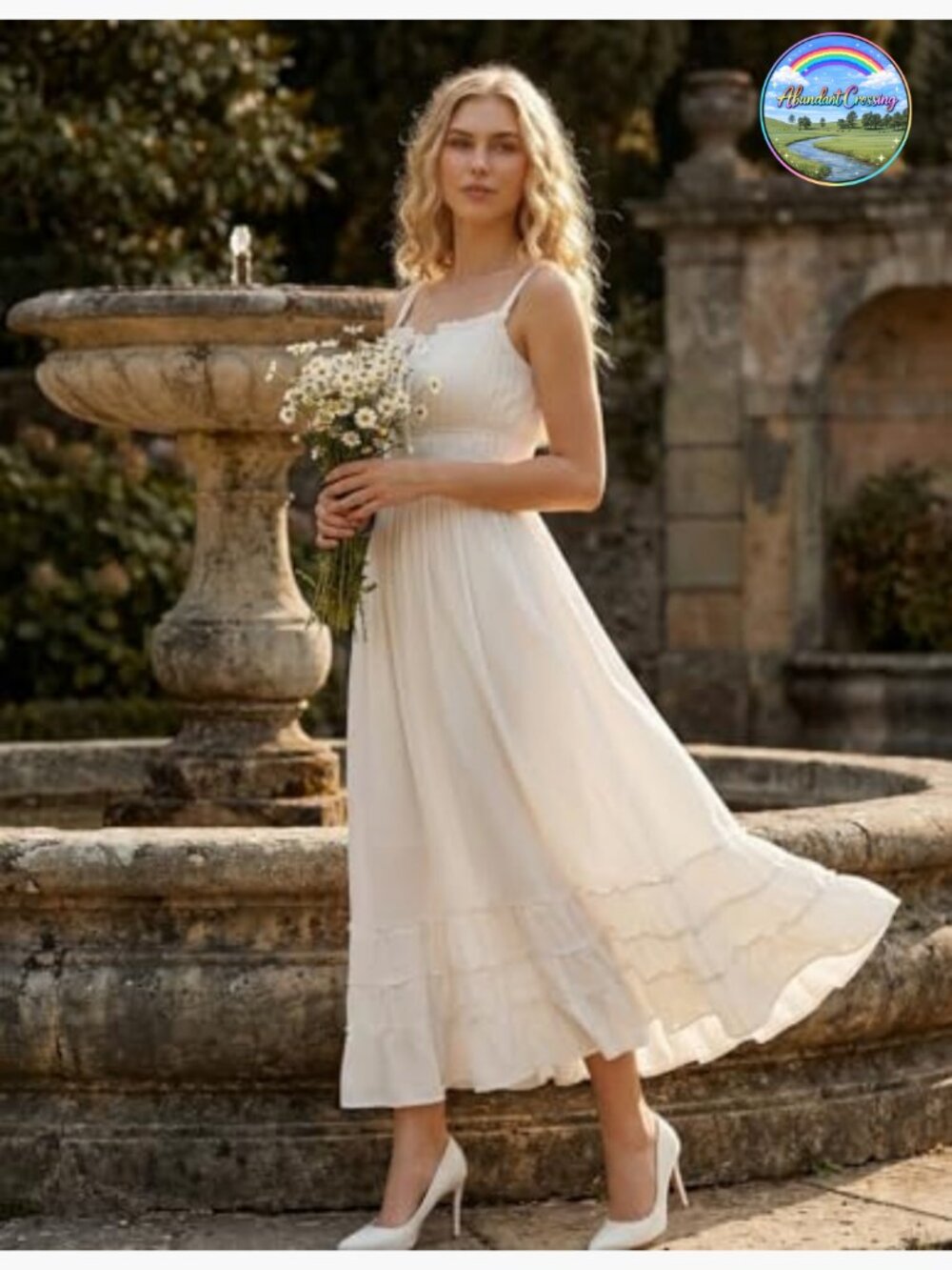 Sleeveless Ruffle Flowy Maxi Dress with Pockets Empire Waist Boho Sundress - Picture 5 of 7